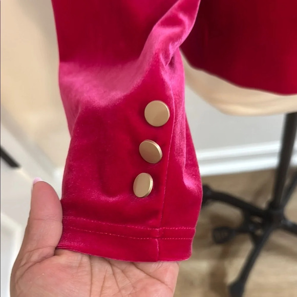 Allegra K Pink Velvet Cropped Blazer - Picture 4 of 5